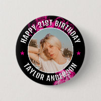 Happy Birthday Custom Photo Pink Smoky Effect