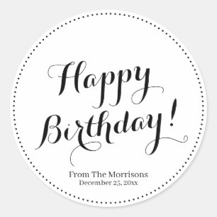 Happy Birthday custom script name border cute Classic Round Sticker