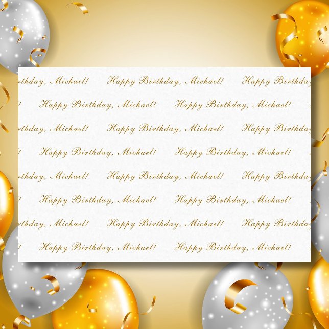 Happy Birthday Custom Text Elegant White Tissue Paper (Creator Uploaded)