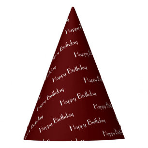 Happy Birthday Custom Text Pattern Maroon Party Hat