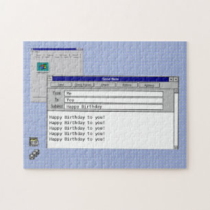 Happy Birthday Custom Windows 95 Computer Theme Jigsaw Puzzle