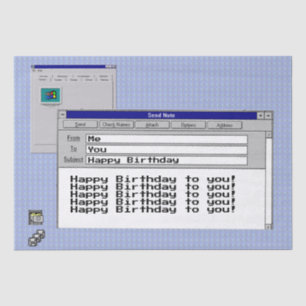Happy Birthday Custom Windows 95 Computer Theme Tissue Paper