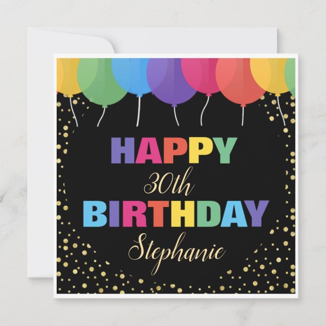 Happy Birthday Custom Year Name Colourful Balloons (Front)