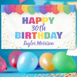 Happy Birthday Custom Year Name Colourful Balloons Banner<br><div class="desc">Celebrate your special someone with this fun and colourful birthday banner featuring brightly coloured balloons and faux gold confetti.  Just add the birthday person's age and name to personalize. Bold and colourful yet simple and fun - the perfect banner for any aged birthday party celebration.</div>