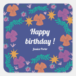 Happy birthday customizable blue modern sticker