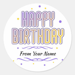 happy birthday customizable classic round sticker
