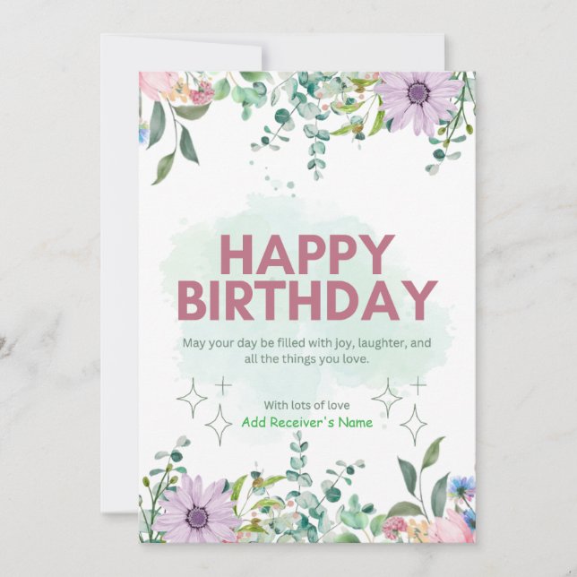 Happy Birthday Customizable Digital Greeting Card (Front)