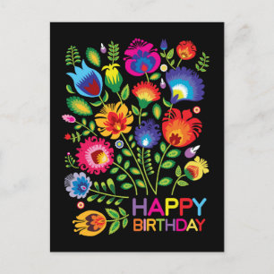 Happy Birthday customizable folklore postcard