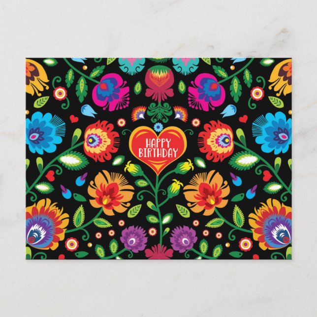 😍Happy Birthday customizable folklore postcard (Front)