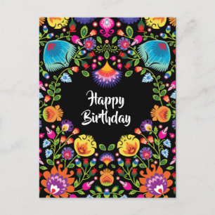 Happy Birthday customizable folklore postcard