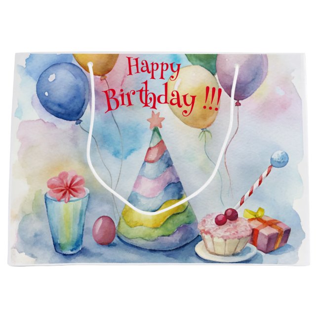 Happy Birthday!! Customizable  Large Gift Bag (Front)
