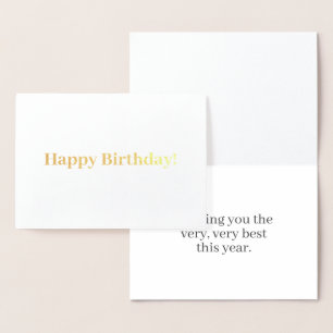 Happy birthday! Customizable message   Gold white Foil Card
