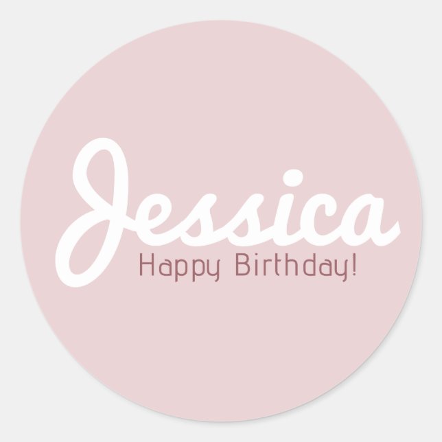Happy Birthday, Customizable Name | Rose Gold Classic Round Sticker (Front)