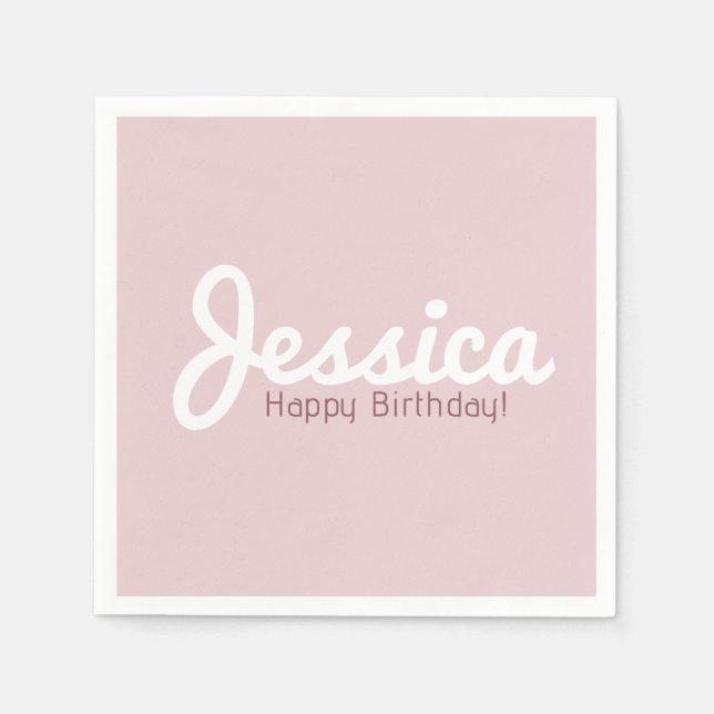 Happy Birthday, Customizable Name | Rose Gold Napkin (Front)