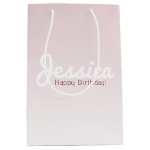 Happy Birthday, Customizable Name   Rose Ombre Medium Gift Bag