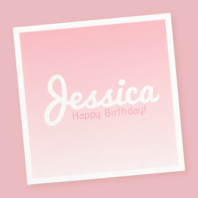 Happy Birthday, Customizable Name | Rose Pink Napkin (Creator Uploaded)
