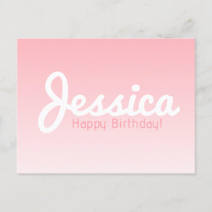 Happy Birthday, Customizable Name   Rose Pink Postcard