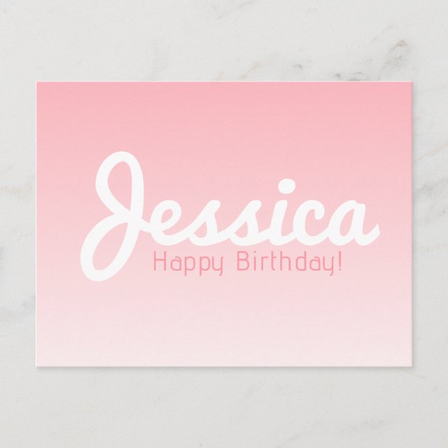 Happy Birthday, Customizable Name | Rose Pink Postcard (Front)