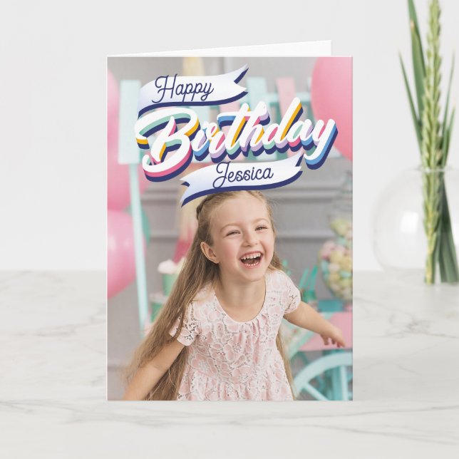 Happy Birthday Customizable Note Card (Front)