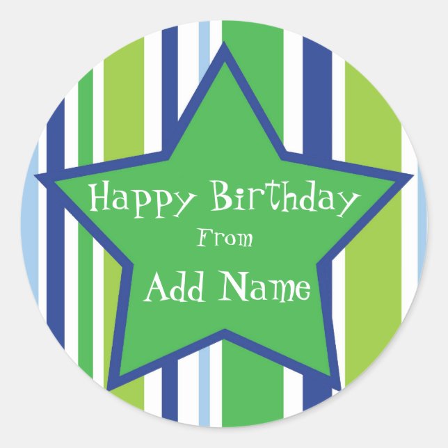 Happy Birthday Customizable Star Sticker (Front)