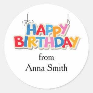Happy Birthday Customizable Stickers for Gifts
