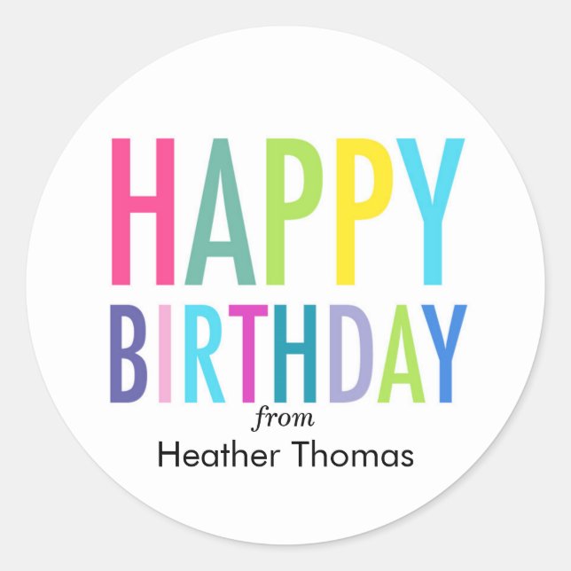 Happy Birthday Customizable Stickers for Gifts (Front)