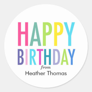 Happy Birthday Customizable Stickers for Gifts