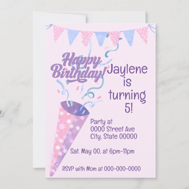 Happy Birthday Customize-able Invite (Front)