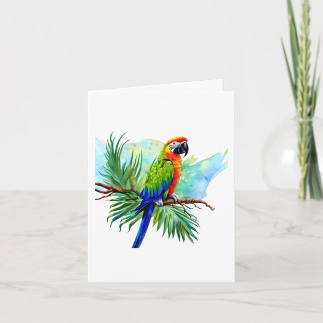 Happy Birthday | Cute AI Generated Macaw Parrot Card (Front)