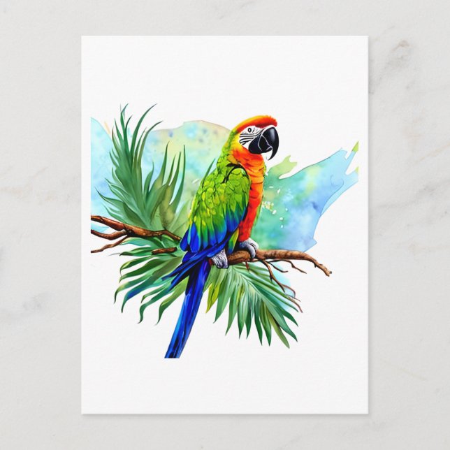 Happy Birthday | Cute AI Generated Macaw Parrot Postcard (Front)