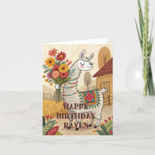 Happy birthday cute alpaca llama card