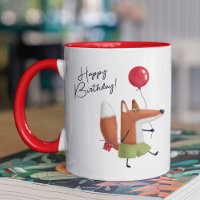 Happy Birthday Cute Balloon Fox Personalized Name