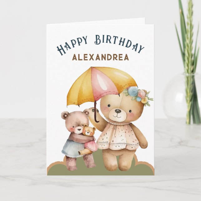 Happy Birthday Cute Bears Animals Personalize  Card (Front)
