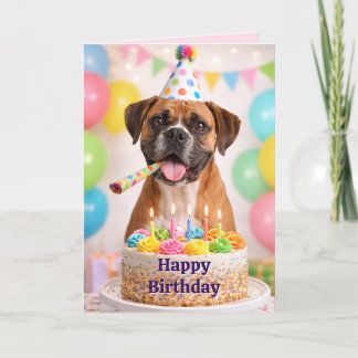 Happy Birthday Cute Boxer Dog  Holiday Card