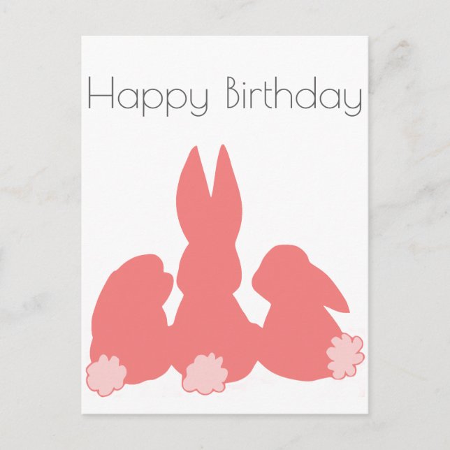 Happy Birthday - Cute Bunnies Postcard (Front)