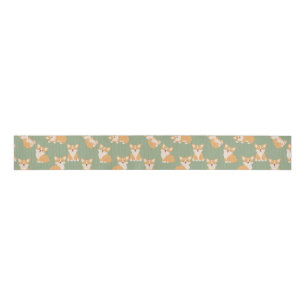 Happy Birthday Cute Corgi Pattern for Dog Lover Grosgrain Ribbon