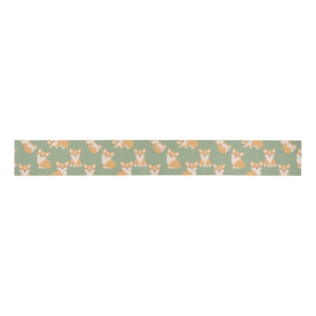 Happy Birthday Cute Corgi Pattern for Dog Lover Grosgrain Ribbon (Front)