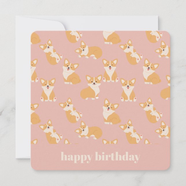 Happy Birthday Cute Corgi Pattern for Dog Lover Invitation (Front)