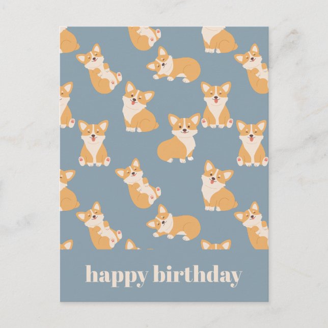 Happy Birthday Cute Corgi Pattern for Dog Lover Postcard (Front)