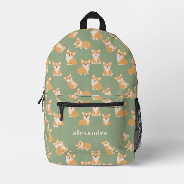 Happy Birthday Cute Corgi Pattern for Dog Lover Printed Backpack (Front)