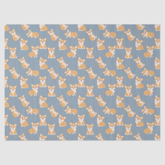 Happy Birthday Cute Corgi Pattern for Dog Lover Tissue Paper (Front)
