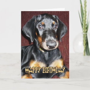 Happy Birthday Cute Doberman Pinscher Puppy Card