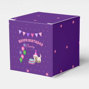 Happy Birthday cute dog with cake polka dots Favor Box