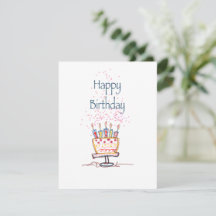 Happy Birthday Cute Doodle Cake Card
