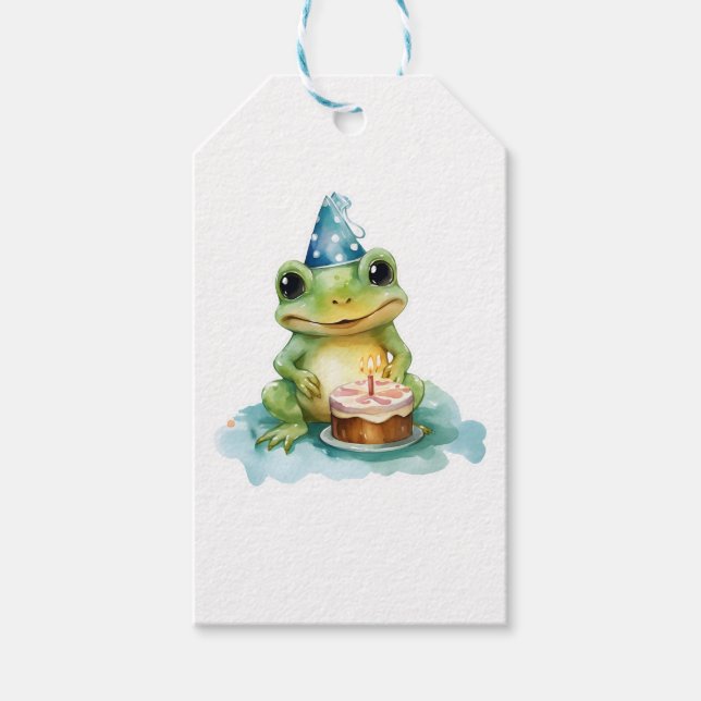 Happy Birthday Cute frog Gift Tags (Front)