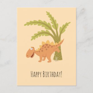 Happy Birthday Cute Funny Dinosaur Dino Peeing