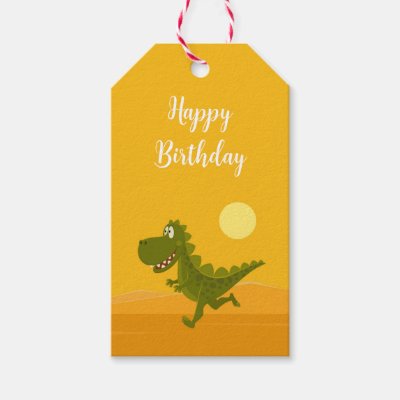 Happy Birthday Cute Funny Running Dino Dinosaur