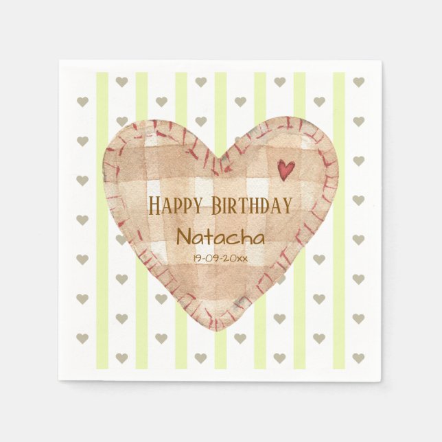 Happy birthday Cute girly heart pattern  Napkin (Front)