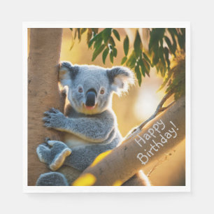 Happy Birthday Cute Koala Bear Napkin