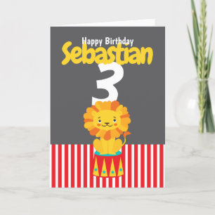 Happy Birthday Cute Lion Personalized Age And Name Card